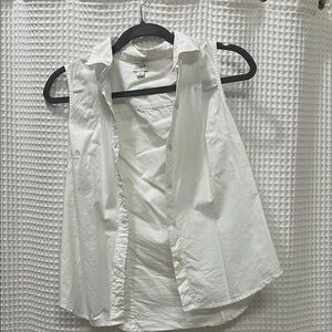 J. Crew White Asymmetrical Button Down Shirt